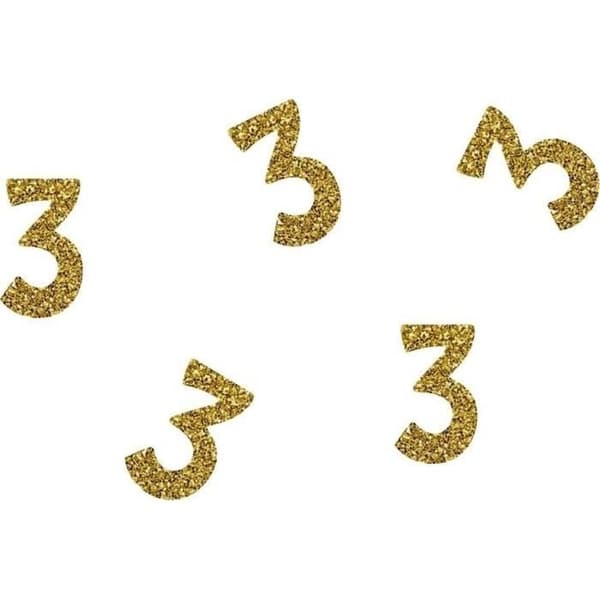 P'TIT Clown re21034 - 50-pack glittrande konfetti Siffra 3 Guld