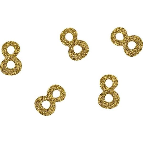 P'TIT Clown re21042 - Set med 50 glittrande konfetti Siffra 8 Guld