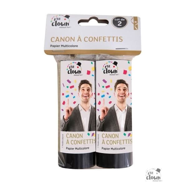 Konfettikanon 11 cm färgglatt papper (påse med 2)