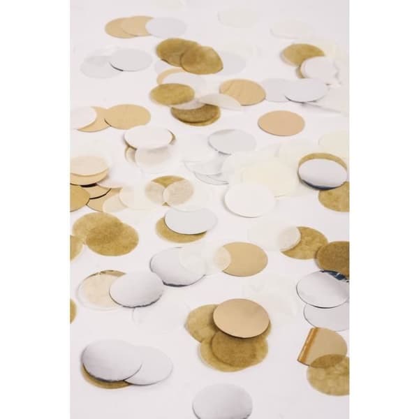 Konfetti, 2cm ø, silver, guld, vit, kräm, tab-bag 30g