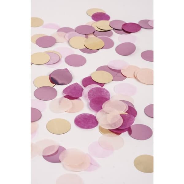Konfetti, 2cm ø, mörkrosa, guld, rosa, tab-bag 30g