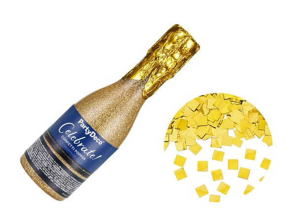 Konfettirör Champagne, Guld, 20,5 cm