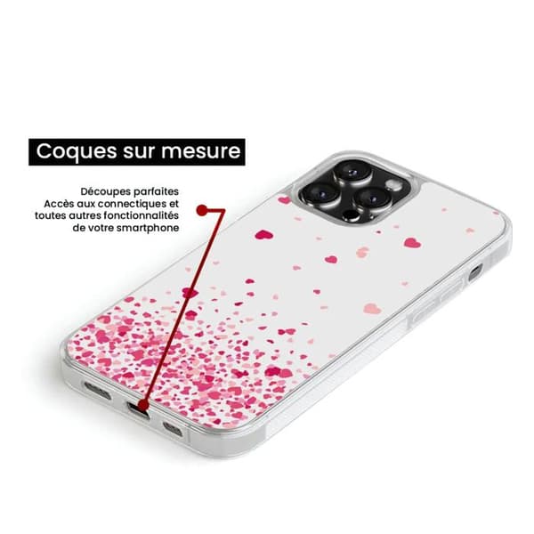 Silicone-förstärkt tryckt skal kompatibelt med Samsung Galaxy S23 Ultra Hjärtans konfetti rosa