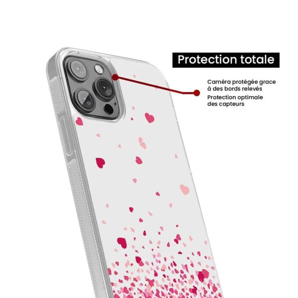 Silicone-förstärkt tryckt skal kompatibelt med Samsung Galaxy S23 Ultra Hjärtans konfetti rosa