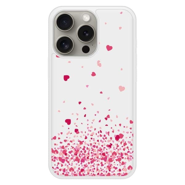 Siliconförstärkt tryckt skal kompatibelt med Apple iPhone 15 Pro Hjärtfest i Rosa