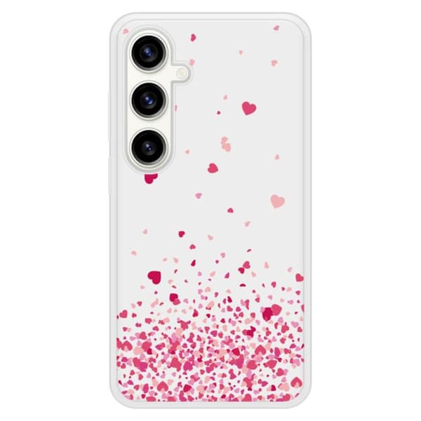 Siliconfodral med förstärkt tryck kompatibel med Samsung Galaxy S23 FE Rosa Hjärtkonfetti