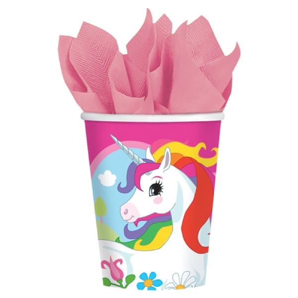 Amscan 9 oz enhjørningekopper (pakke med 8) Multicolour 9oz