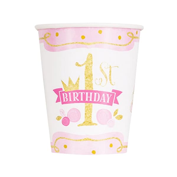 Unique Party 1st Birthday Cups Pink/Gold One Size