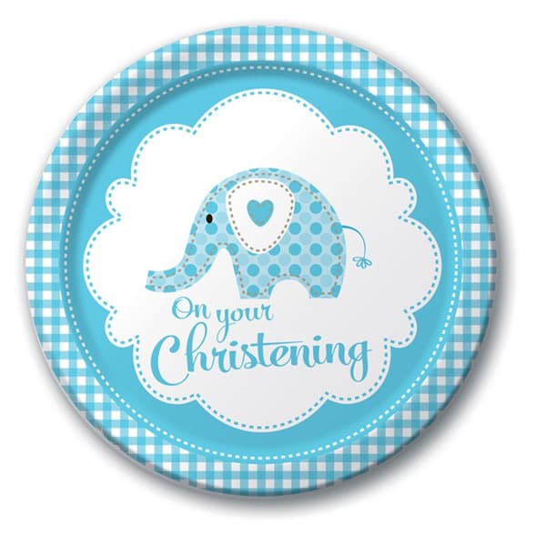 Creative Party Blå elefant dåbspapirplatter til dåb (pakke med 8) Blue One Size
