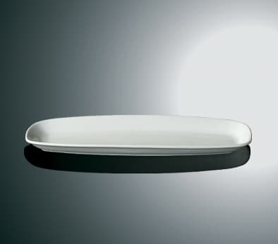 Langt rektangulært porcelænsfad - afrundede kanter - 2-pakning