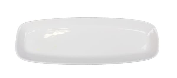 Langt rektangulært porcelænsfad - afrundede kanter - 2-pakning