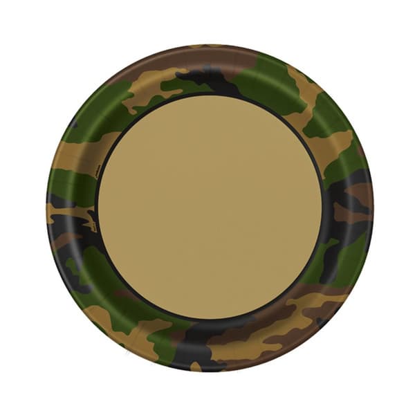 Unique Party Military Camo 9 Inch Paper Plates (Pack of 8) Green Camo 9 inch