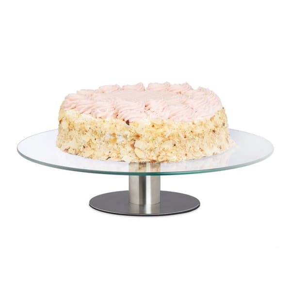 Relaxdays Roterande pajform Presentationsbricka Glastårta Bröllopsdekoration Kök Ø 30 cm, Transparent