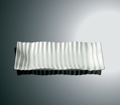 Rektangulært porcelænsfad - bølger - 4-pakning