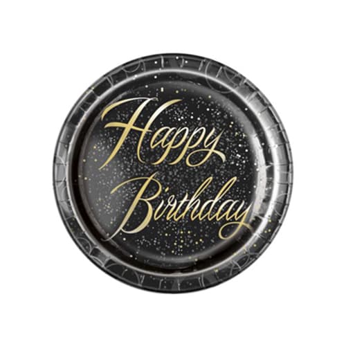 Unique Party Glitz fødselsdag Party Plates Black/Gold One Size