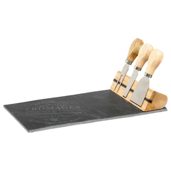 Ostbricka med 3 Knivar - Skiffer