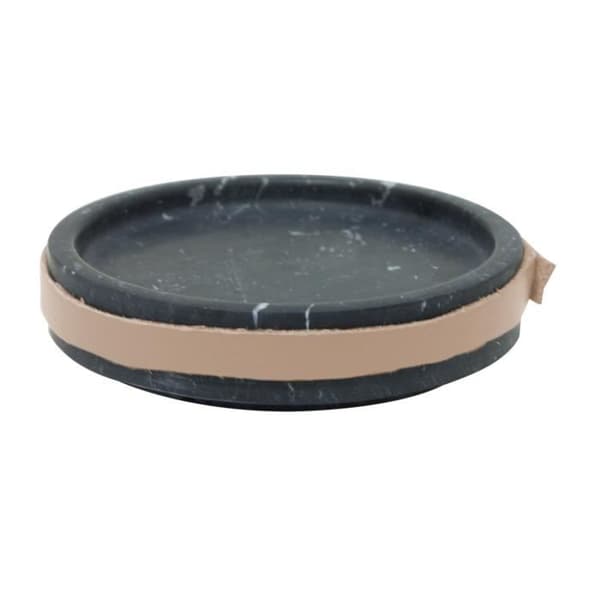 Tak Design uppläggningsfat 11 x 2,5 cm marmor/svart läder/brunt