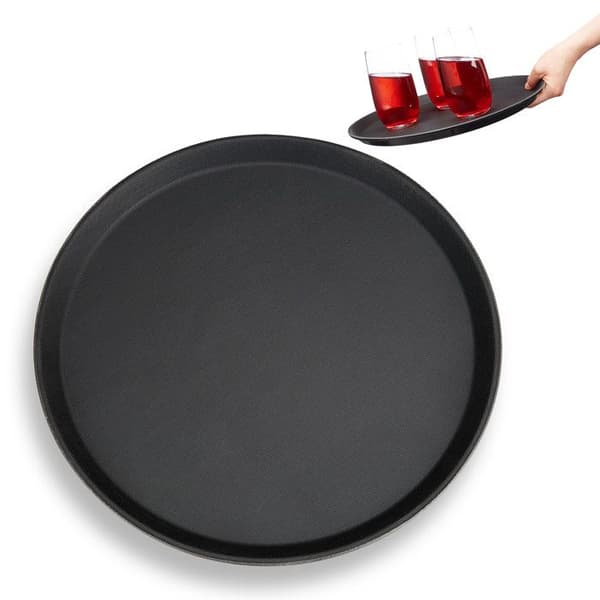 Relaxdays Cateringbricka, Bar, Brasserie, Bistro, Café, Restaurang, Servering, Rund, Dryck, Ø 35 cm, Svart