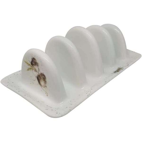 Wrendale Mouse White Brown End China 5 Slot Toast Rack
