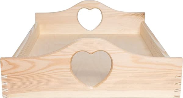 Sängbricka | Frukostbricka | Köksinredning | Hjärthandtag | 40x30x10,5cm | Naturligt furu | Elegant design