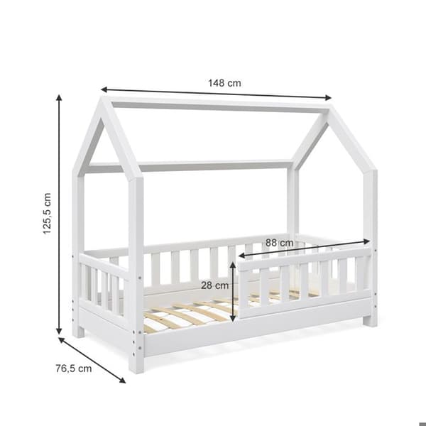 VitaliSpa hussäng WIKI 70x140cm vit staket babysäng barnhus babysäng trä