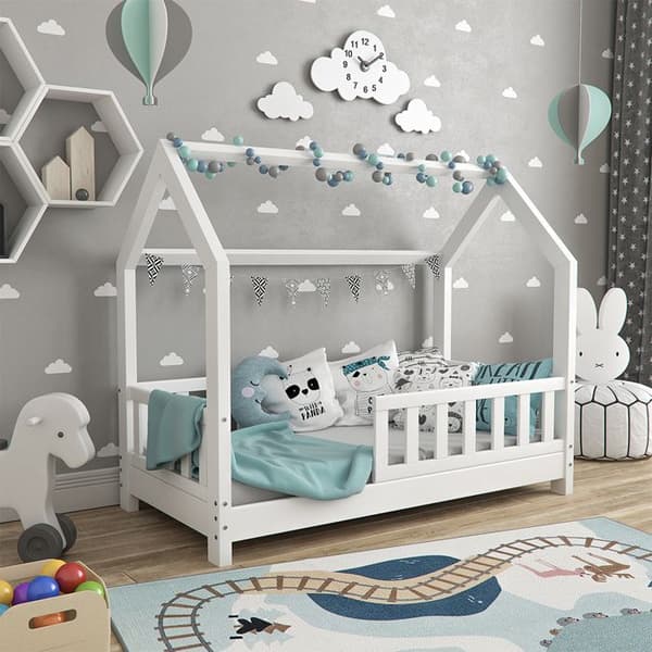 VitaliSpa hussäng WIKI 70x140cm vit staket babysäng barnhus babysäng trä