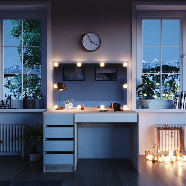 Sminkbord med spegel och LED - Vicco - Sherry - Sonoma vit