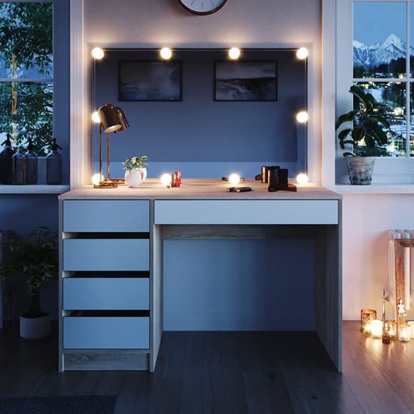 Sminkbord med spegel och LED - Vicco - Sherry - Sonoma vit
