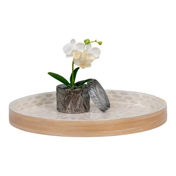 Bambu och beige bricka 40 x 40x 35 cm