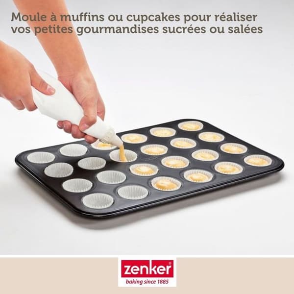 Muffinsform - Zenker - Svart metallisk - 24 avtryck - Rostfritt stål - Non-stick teflon