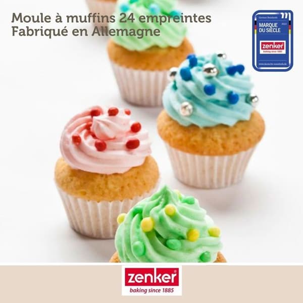 Muffinsform - Zenker - Svart metallisk - 24 avtryck - Rostfritt stål - Non-stick teflon
