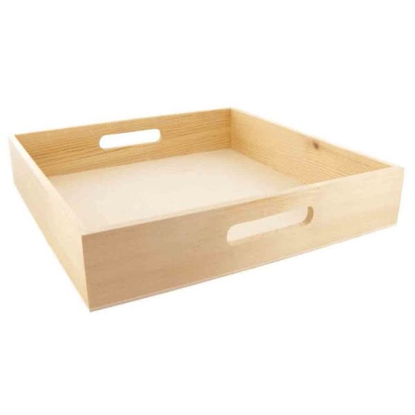 Träplatta - MegaCrea - Fyrkantig 32x32x6 cm - Färg beige - Idealisk för dekoration