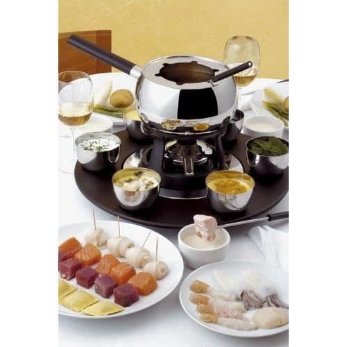 Kökstillbehör - Alessi - SG61 B Mami - Rund roterande bricka - Svartlackerat trä - För fondue