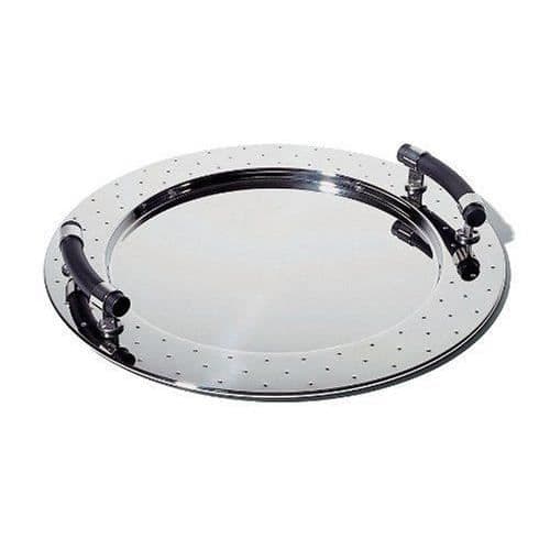 Rund bricka - Alessi - MGVASS - Bright Steel - Svarta PA-handtag - För kök