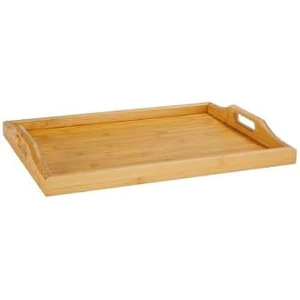 Beige serveringsbricka i bambu med handtag Andrea House