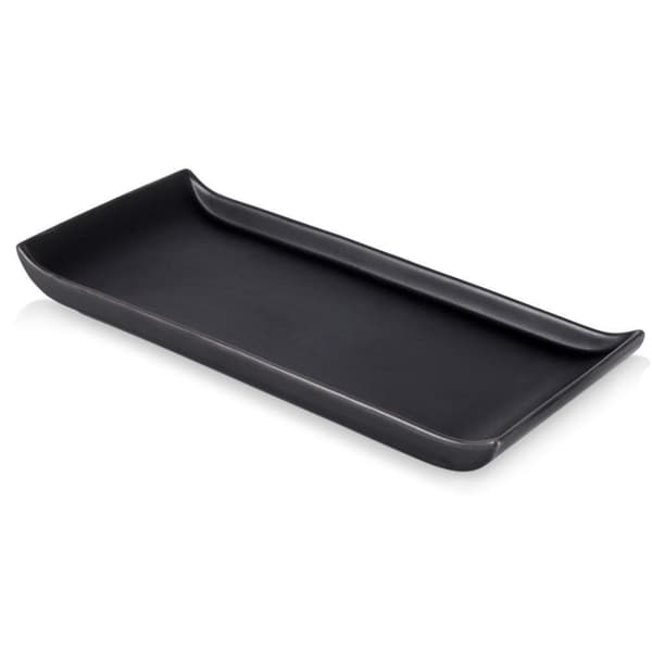 Keramisk sort snack tallerken 28,5x12cm
