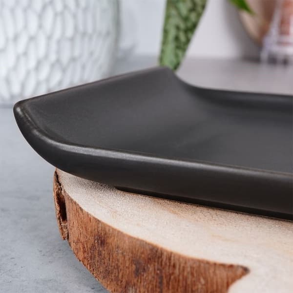 Keramisk snacktallerken, sort, 34,5x13,5x3 cm