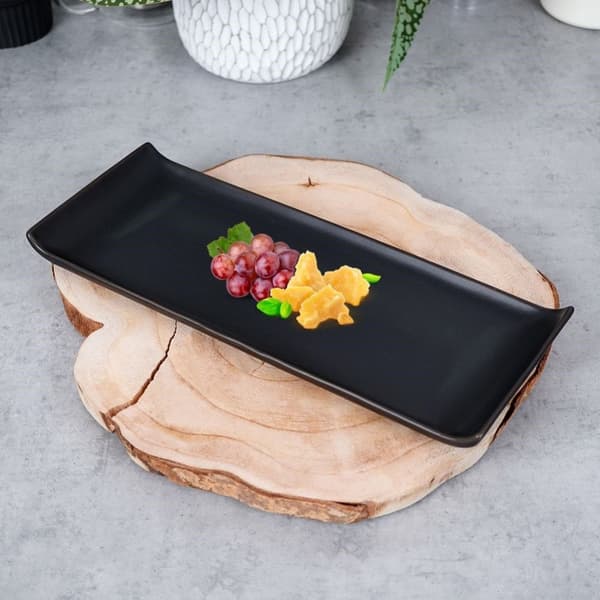 Keramisk snacktallerken, sort, 34,5x13,5x3 cm
