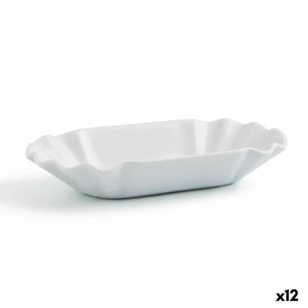 Quid Gastro Fun vit keramisk förrättsbricka 20,5 x 11 x 3,5 cm (12 enheter) (Förpackning 12x)
