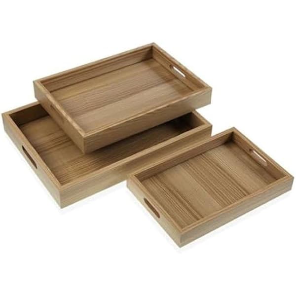 MDF träbrickor - VERSA - Set med 3 - Flerfärgad - 41,5 x 31,5 x 7 cm - Rektangulär