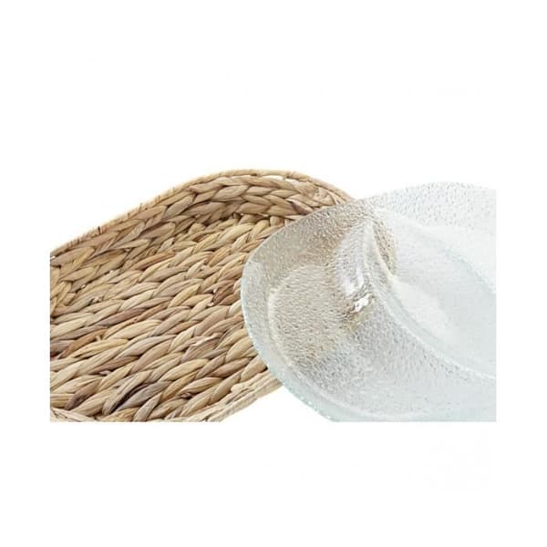 Serveringsfat - DKD Home Decor - Transparent Naturglas - 38 x 25 x 4 cm - Rektangulär - Vuxen