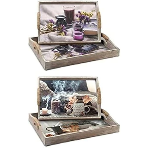 Set med brickor - DKD HEMINNREDNING - Flerfärgad - MDF-trä - 63 x 42 x 43 cm - För vuxna