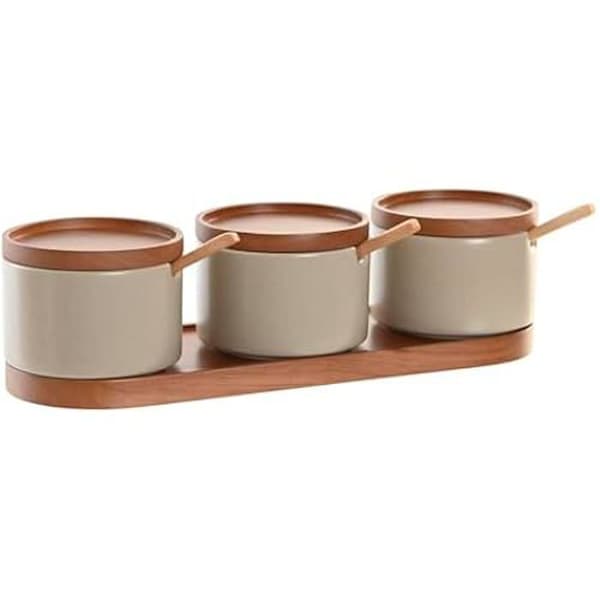 Sockerskål - DKD HEMINNREDNING - Gummiträ - 7 stycken - 29 x 10 x 7 cm - Brun