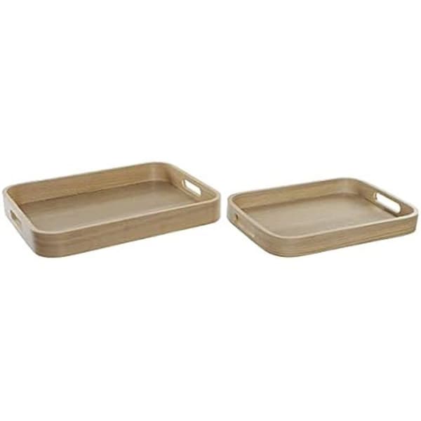 Snackbricka - DKD Home Decor - Standard - Naturligt trä - 40 x 30 x 5,5 cm - Rektangulär