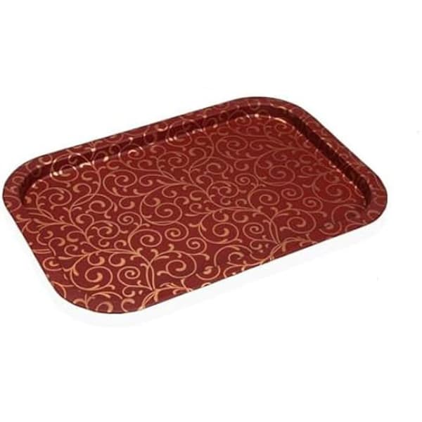 Bricka - VERSA - Serpentine - Metall - Röd - 35,5 x 33,5 x 3 cm