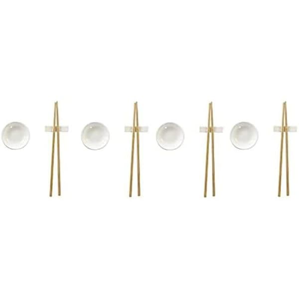 Sushiset - DKD Heminredning - Standard - Bambu och stengods - Mått 27,3x20,3 cm - Naturvit färg