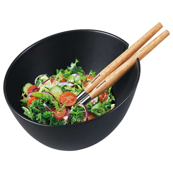 PORCELÆNSALATSKÅL MED REDSKAB KLAUSBERG KB-7786 SORT
