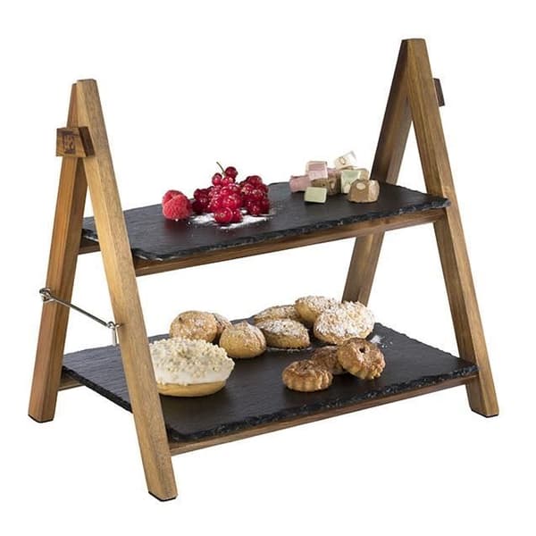 Aps - Trädisplay med 2 skifferbrickor GN 1/2 och GN 1/3 Aspect Bois