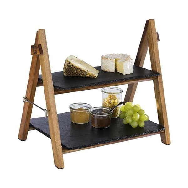 Aps - Trädisplay med 2 skifferbrickor GN 1/2 och GN 1/3 Aspect Bois