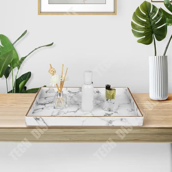 TD® Förvaringsbricka Marmorerade möbler guldkant fruktbricka Hotellrestaurang praktisk lätt lyx rektangulär bricka pla